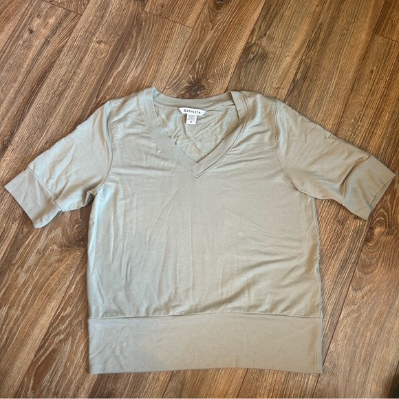 Women's Athleta Step Forward Sweatshirt Tee Green/Gray Sz M Athleta Casual - Picture 2 of 8